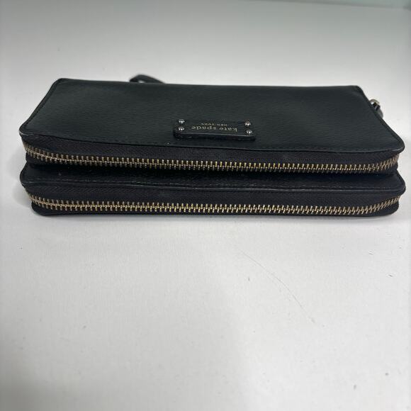 Kate Spade Black Leather Double Zip Wallet Wristlet - Picture 8 of 9
